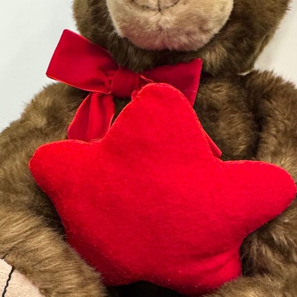 GUND Brown Teddy Bear Plush Red Star Ring Jewelry Holder Bow Stuffed Animal - Picture 3 of 10